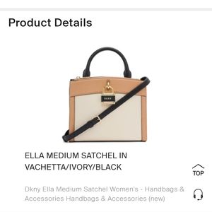 DKNY -  HANDBAG- NEW WITH TAGS-  in the Ella style: gold lock in  ivory/black